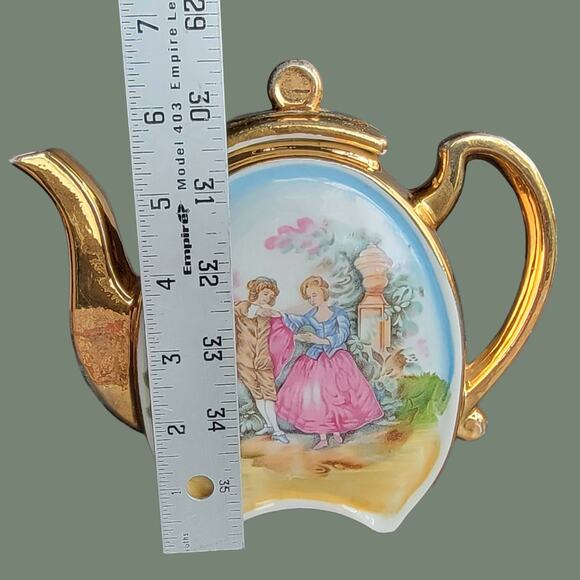Vintage 1950s Gold Rimmed "The Lovers" Fragonard-Style Demitasse Tea Pot - Picture 5 of 5